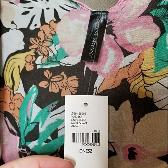 Onessize Lane Bryant Floral Tasseled Scarf Ruana - Picture 4 of 9